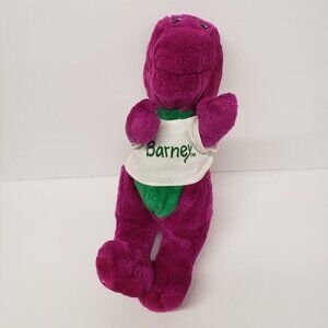 Lyons Group 14" Barney the Dinosaur Green White Tshirt Vintage 1992 Plush